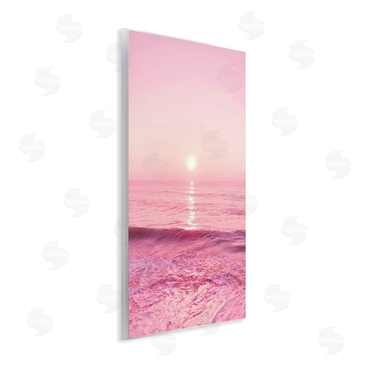 Nataly White Peachy Pink Sunset Wooden Wall Plaque Art Print
