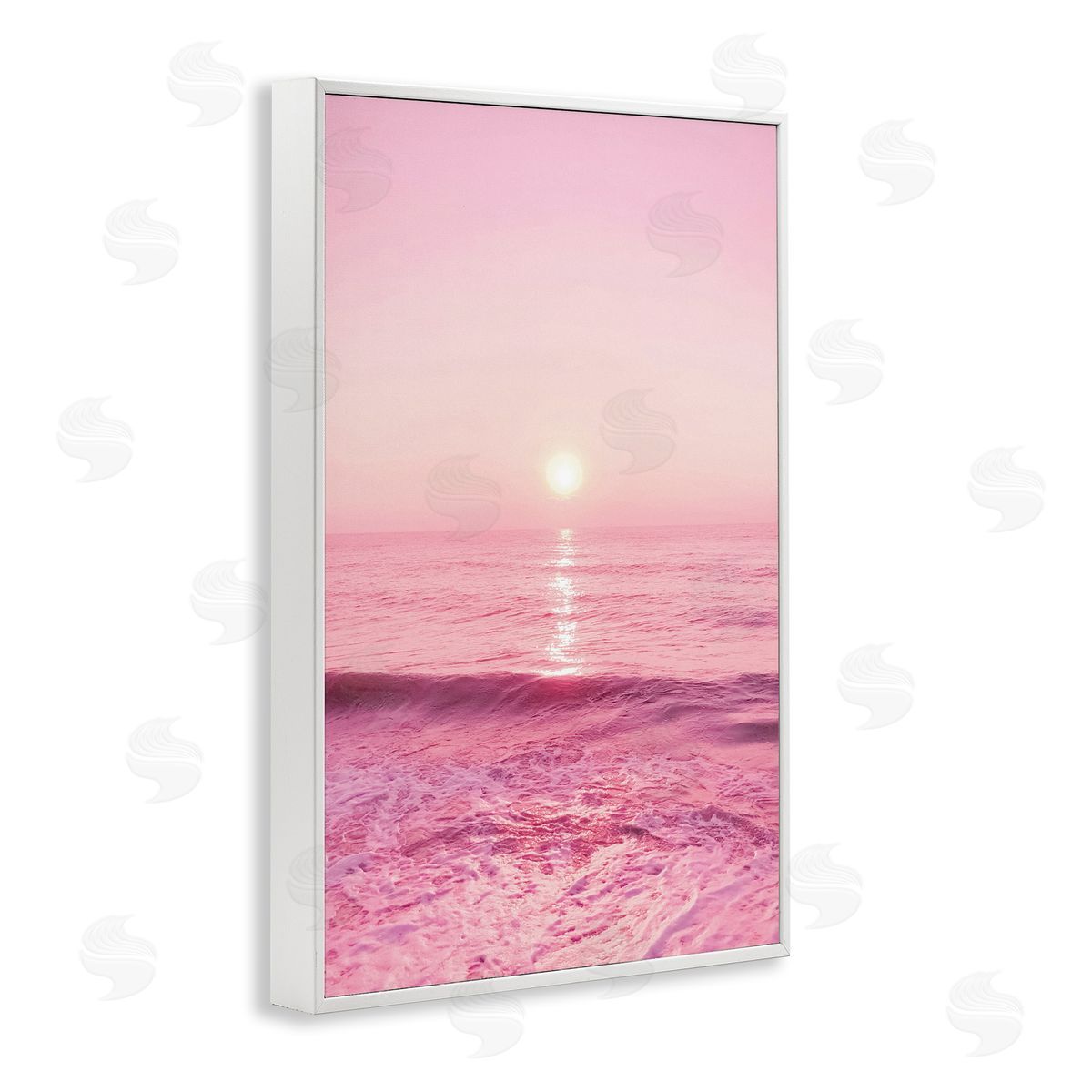 Nataly White Peachy Pink Sunset White Framed Giclee Wall Art Print