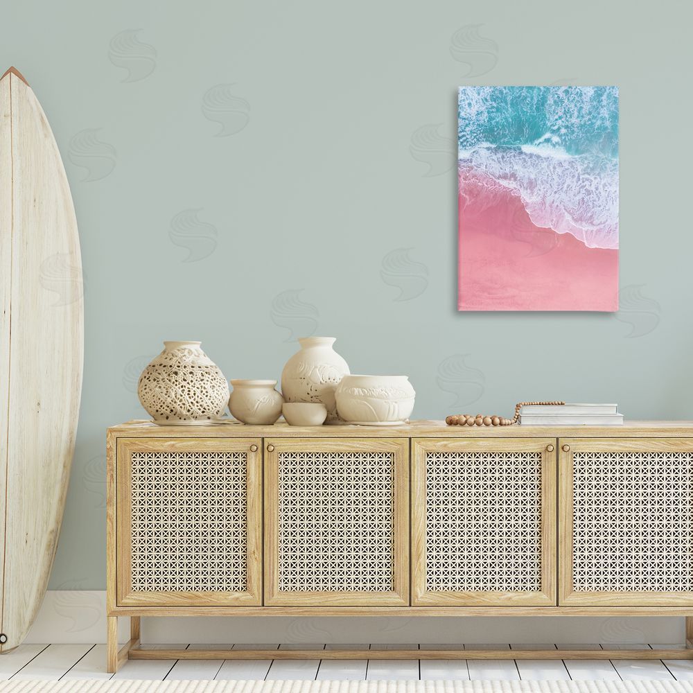 Nataly White Pink Surf Tide Canvas Wall Art Print in Room