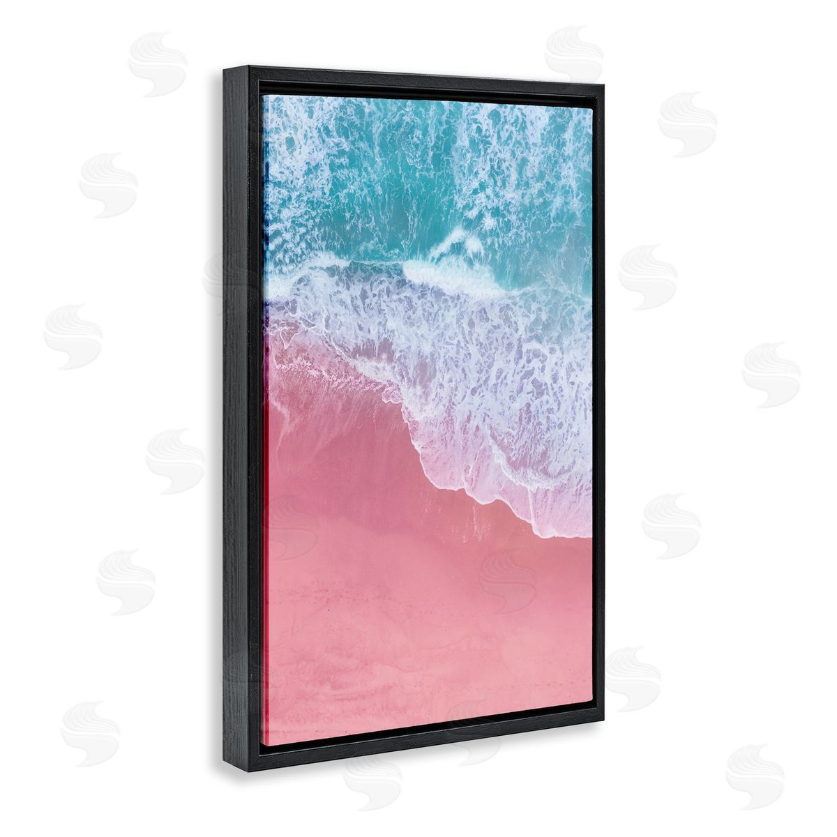 Nataly White Pink Surf Tide Black Floating Frame Canvas Wall Art Print