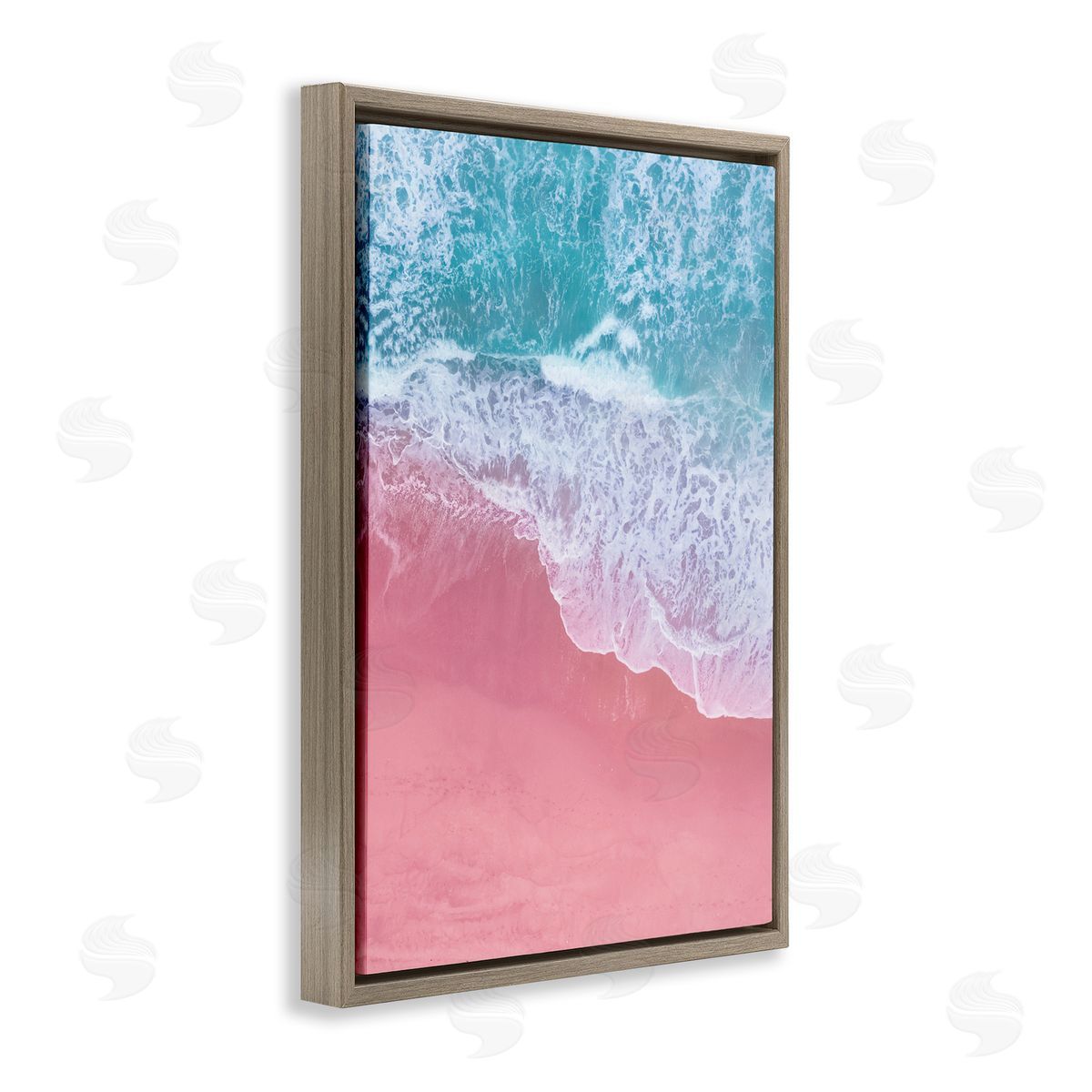 Nataly White Pink Surf Tide Brown Floating Frame Canvas Wall Art Print