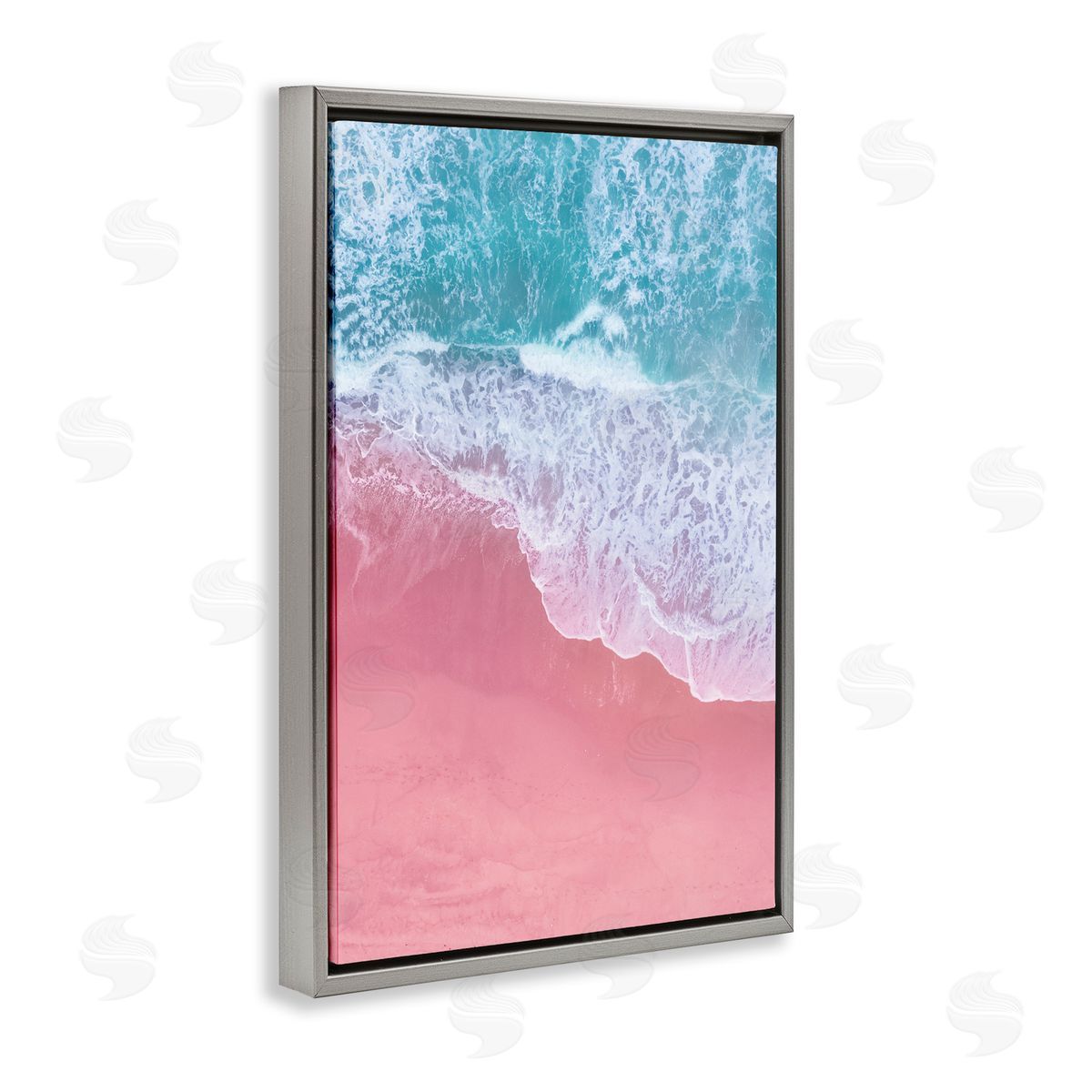 Nataly White Pink Surf Tide Gray Floating Frame Canvas Wall Art Print
