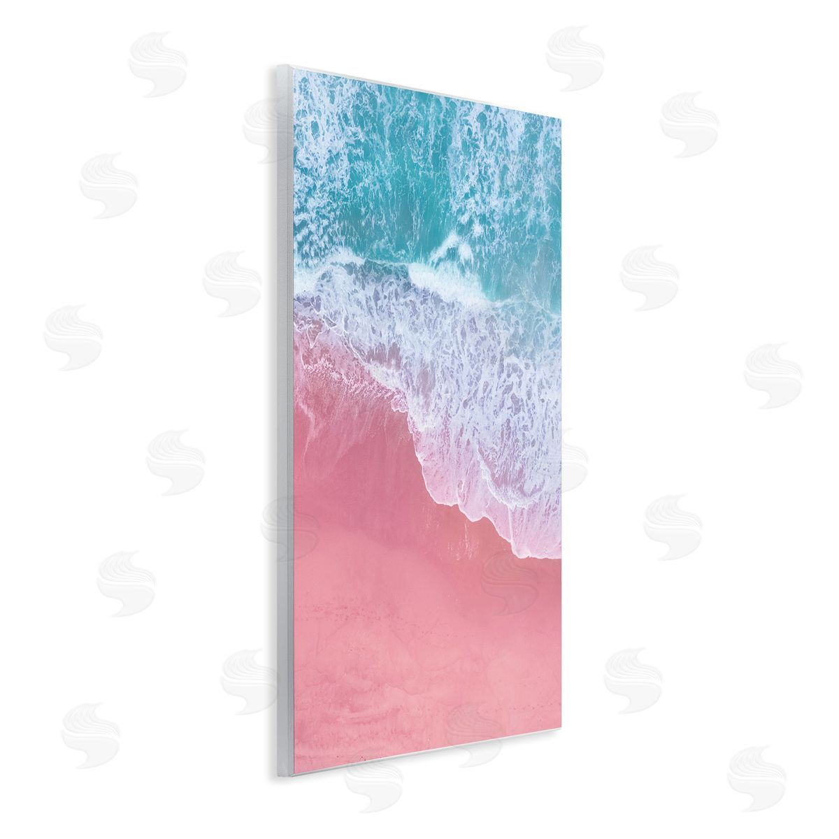 Nataly White Pink Surf Tide Wooden Wall Plaque Art Print