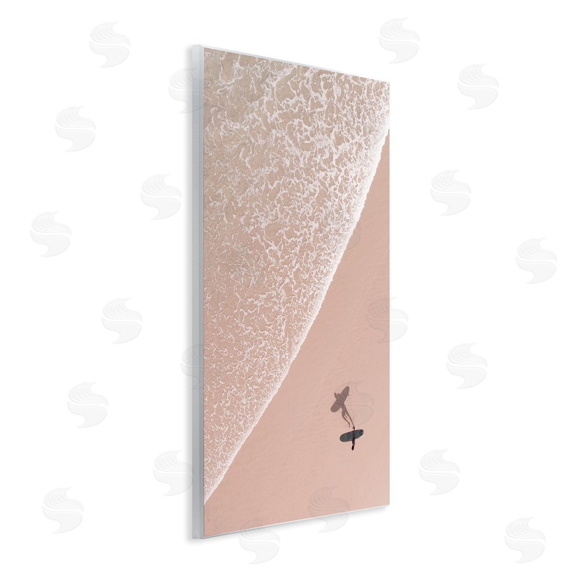Nataly White Beach Surfer Silhouette Wooden Wall Plaque Art Print
