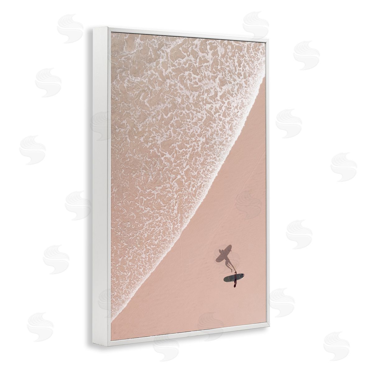 Nataly White Beach Surfer Silhouette White Framed Giclee Wall Art Print
