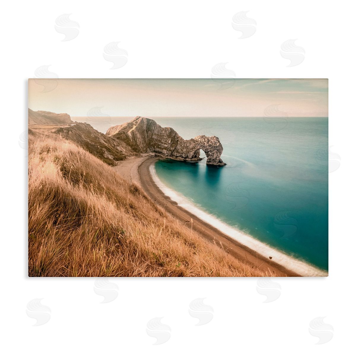 Nataly White Beach With Arched Cove Canvas Wall Art Print