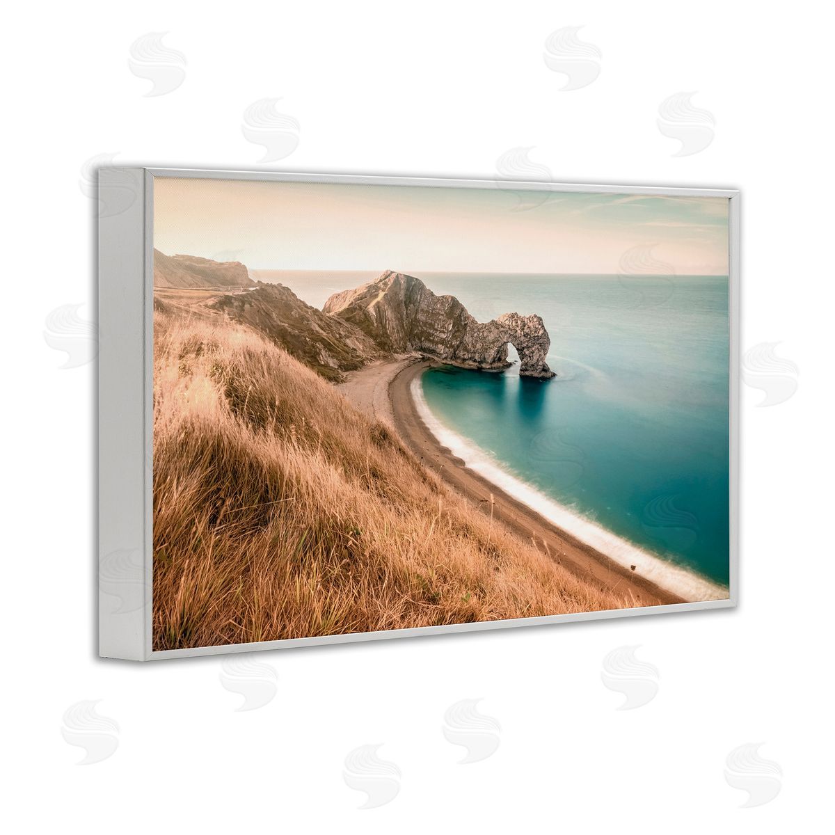 Nataly White Beach With Arched Cove White Framed Giclee Wall Art Print