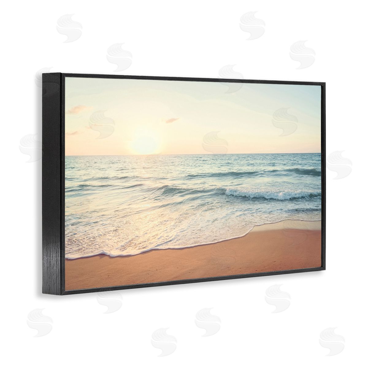 Nataly White Rolling Tide Beach Black Framed Giclee Wall Art Print