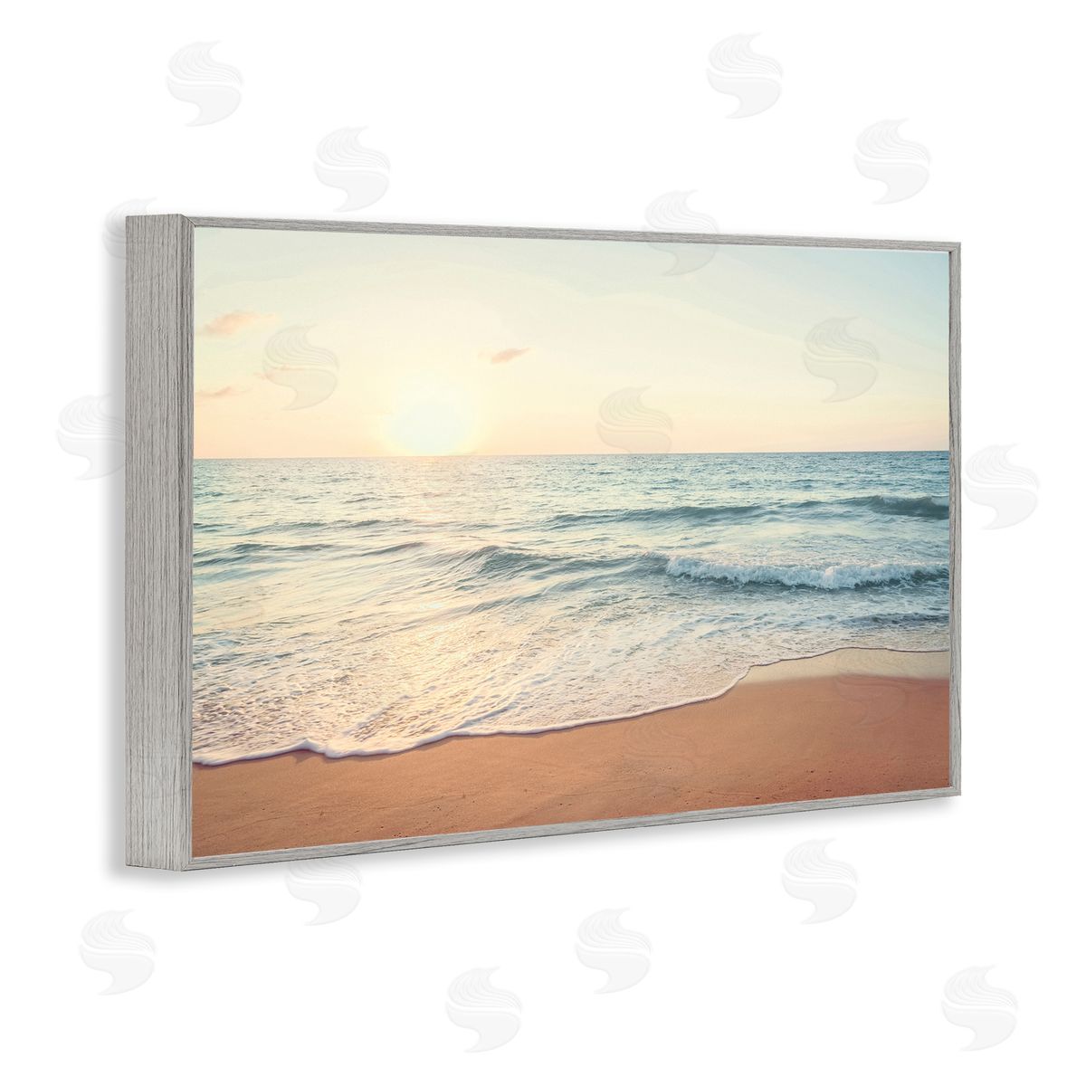 Nataly White Rolling Tide Beach Gray Framed Giclee Wall Art Print
