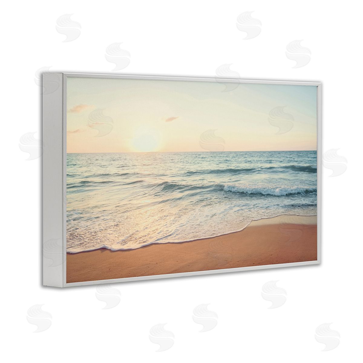 Nataly White Rolling Tide Beach White Framed Giclee Wall Art Print