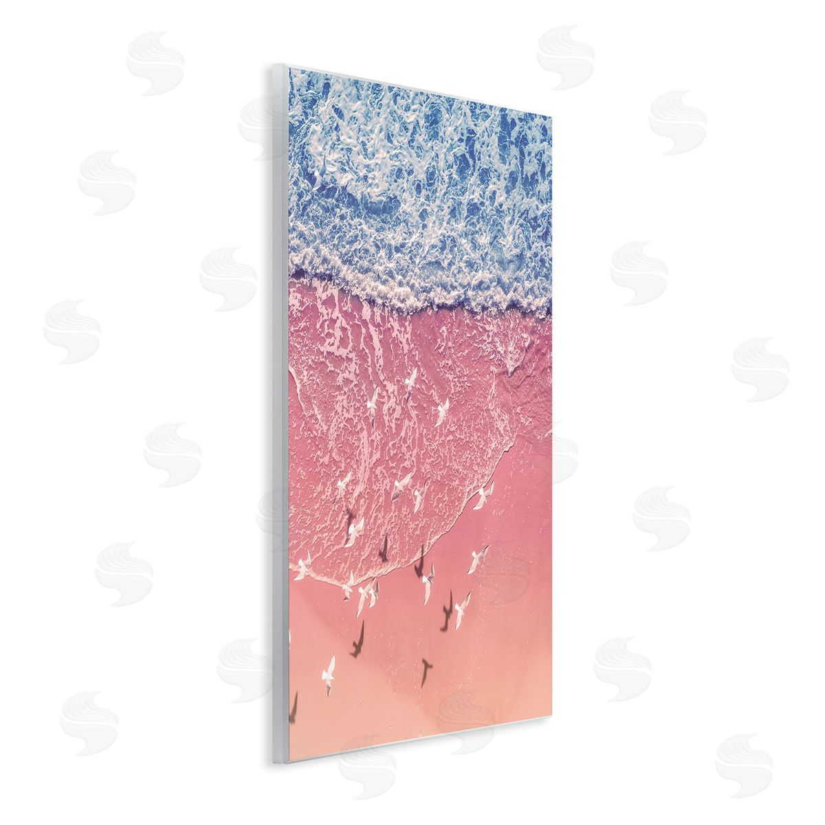 Nataly White Aerial Seagulls over Beach Wooden Wall Plaque Art Print