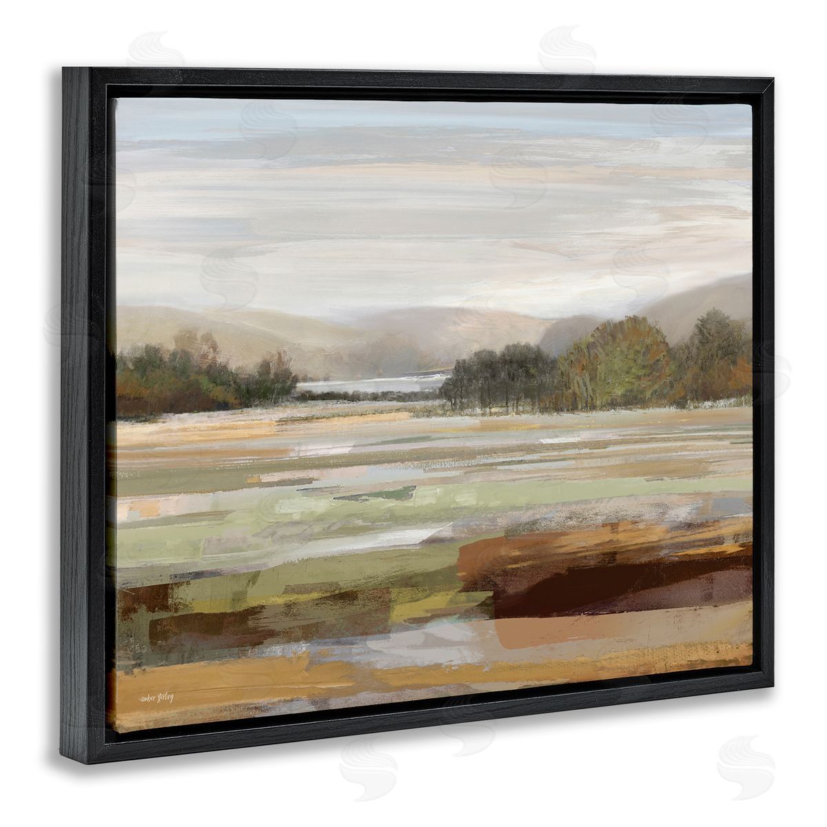 Amber Sterling Idyllic Countryside View Black Floating Frame Canvas Wall Art Print
