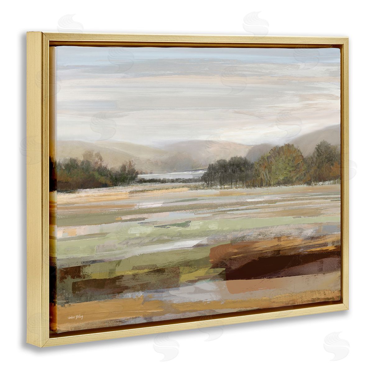 Amber Sterling Idyllic Countryside View Gold Floating Frame Canvas Wall Art Print