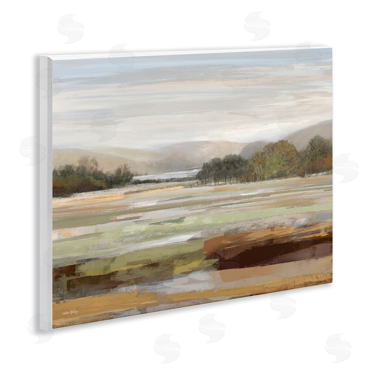 Amber Sterling Idyllic Countryside View Wooden Wall Plaque Art Print