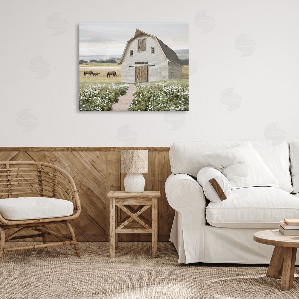 Amber Sterling Charming Path to Barn Canvas Wall Art Print in Room