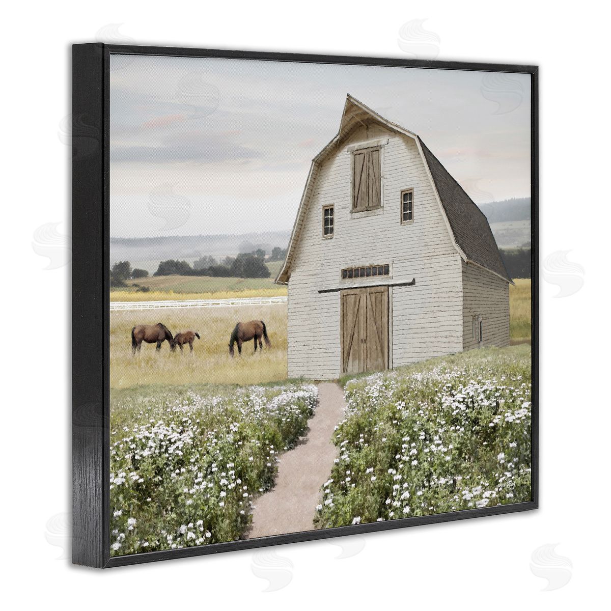 Amber Sterling Charming Path to Barn Black Framed Giclee Wall Art Print
