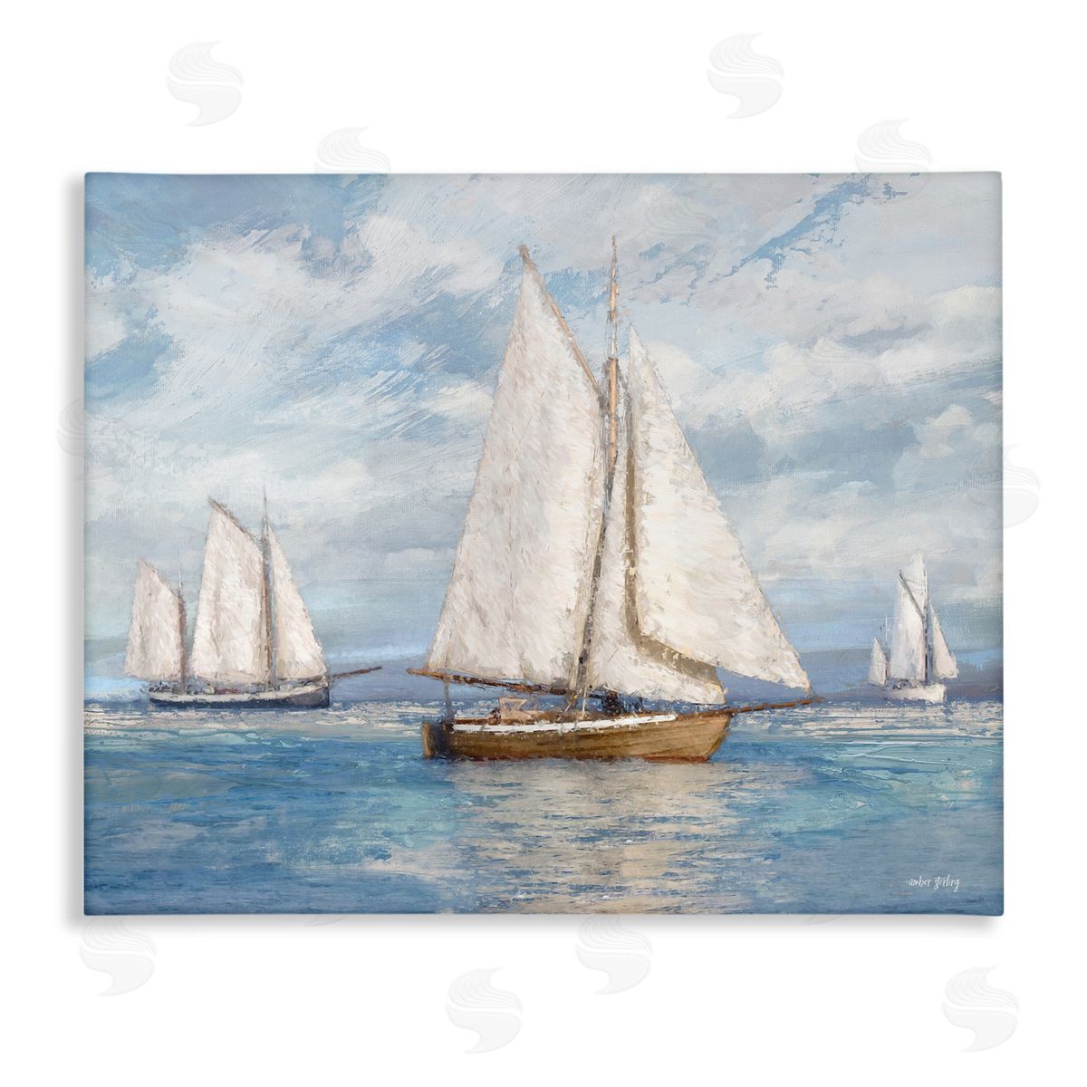 Amber Sterling Sailboat Trio Impression Canvas Wall Art Print