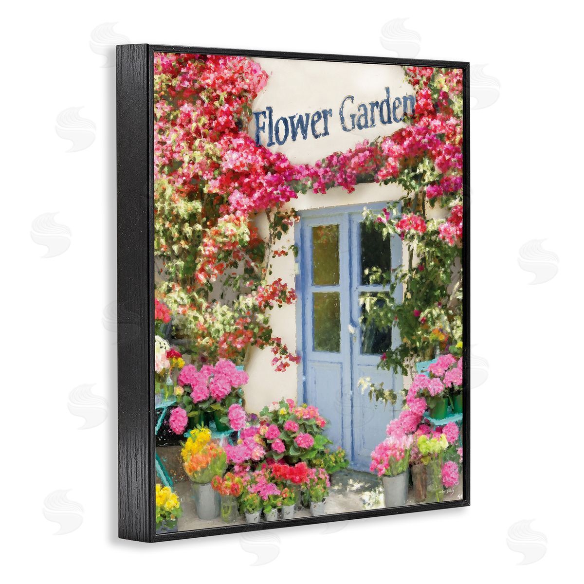 Sara Baker Flower Garden Doorway Black Framed Giclee Wall Art Print