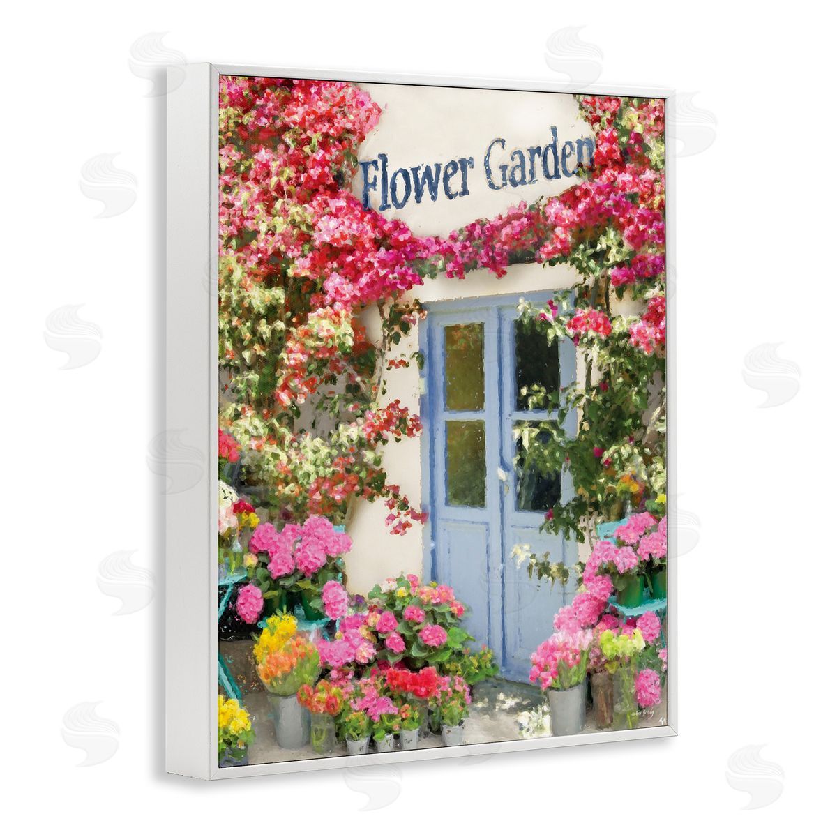 Sara Baker Flower Garden Doorway White Framed Giclee Wall Art Print