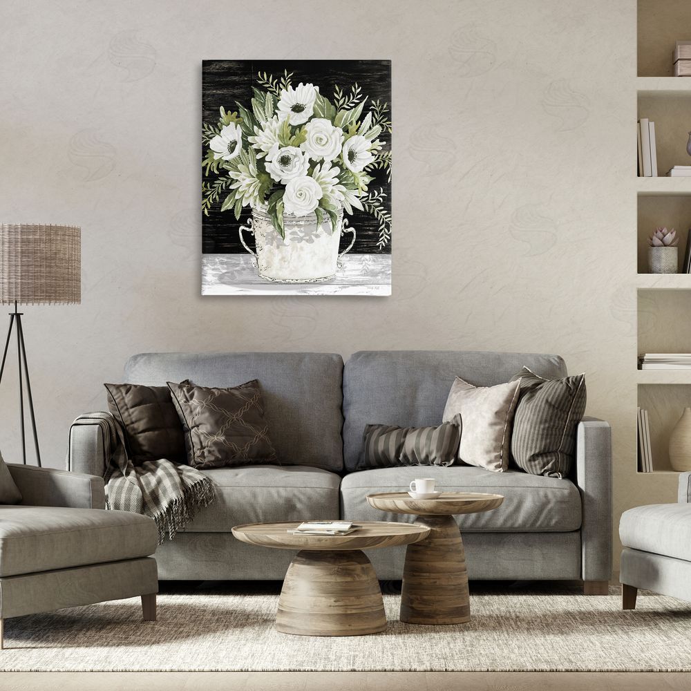 Cindy Jacobs White Flowers Country Tin Canvas Wall Art Print in Room