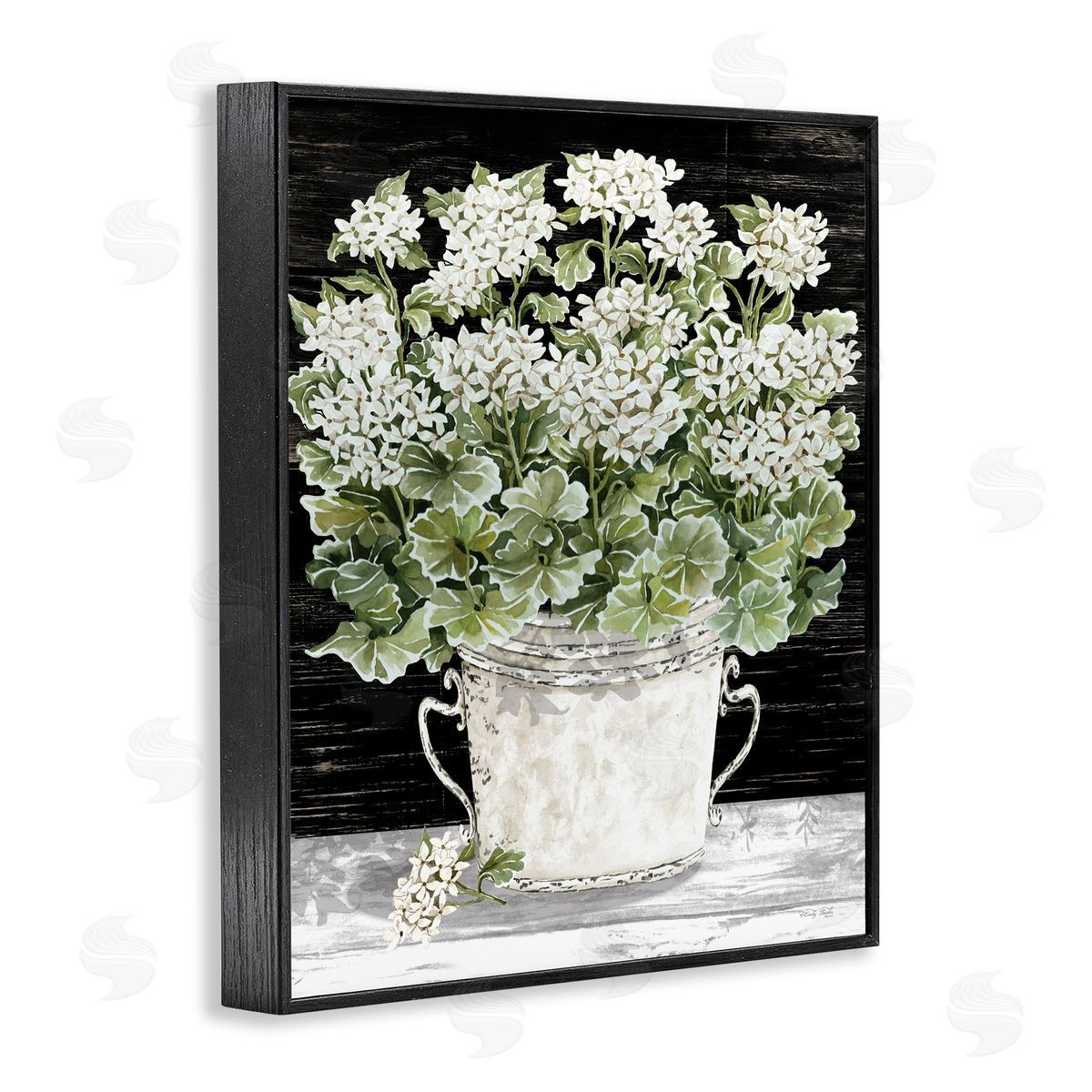 Cindy Jacobs Country Vase Baby's Breath Black Framed Giclee Wall Art Print
