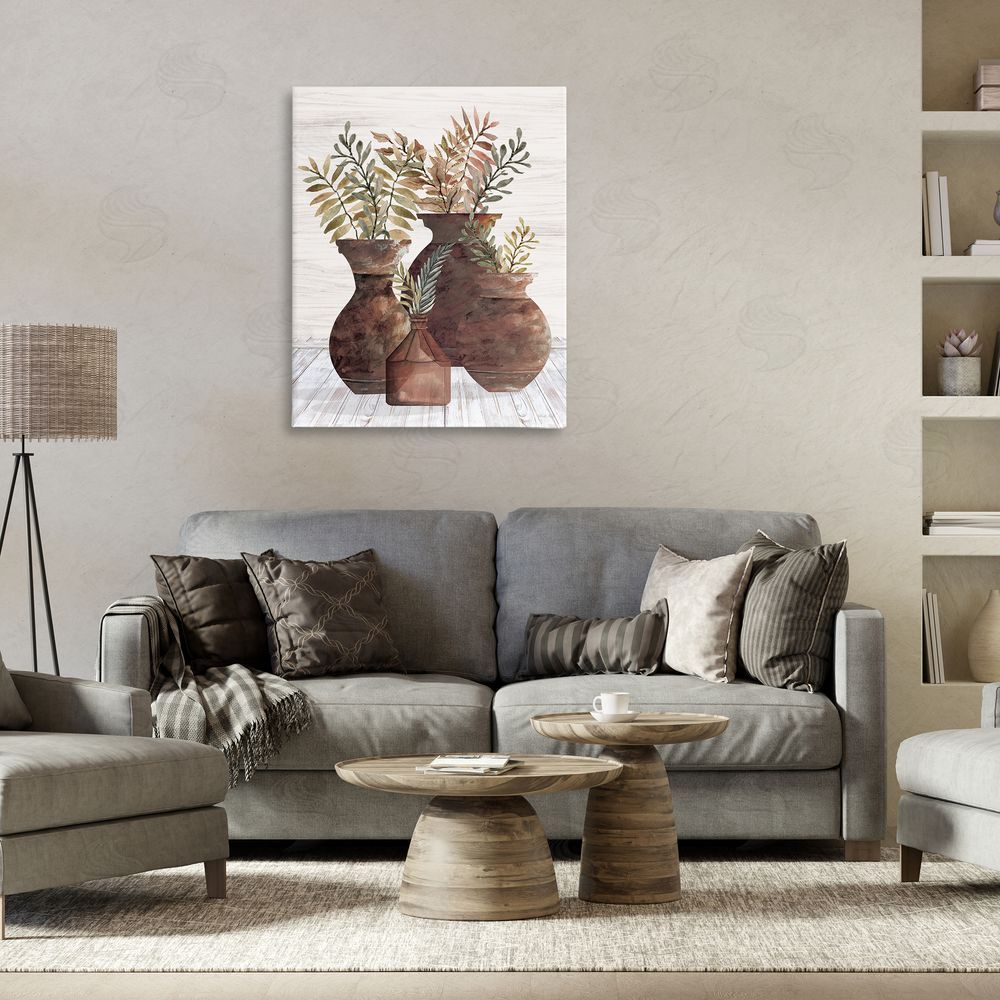 Cindy Jacobs Rustic Pottery Plants Canvas Wall Art Print in Room