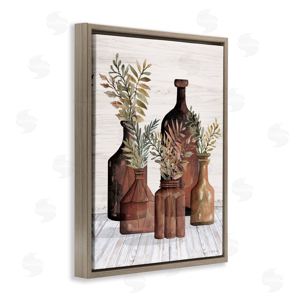 Cindy Jacobs Brown Pottery Botanicals Brown Floating Frame Canvas Wall Art Print