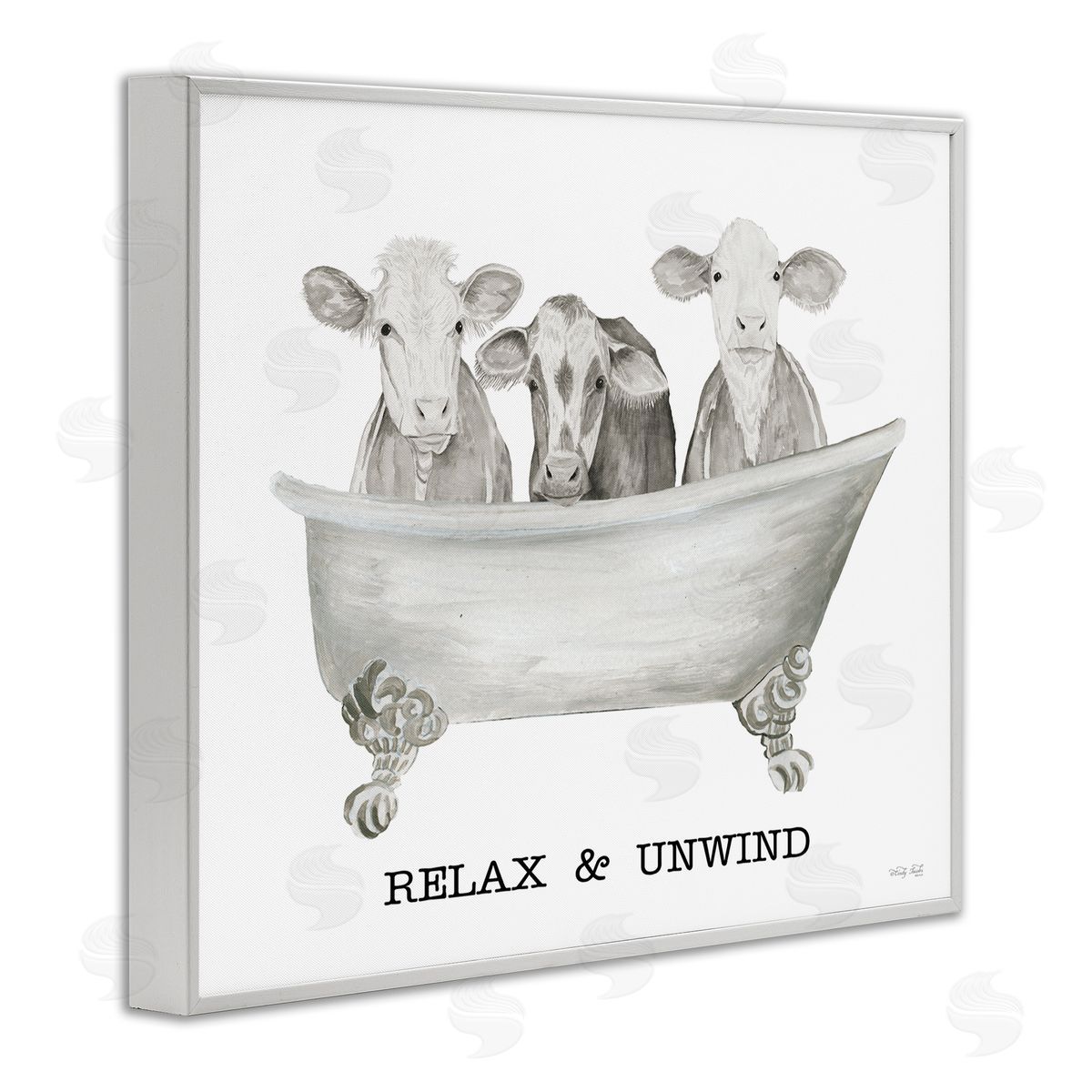 Cindy Jacobs Relax Unwind Cow Tub White Framed Giclee Wall Art Print