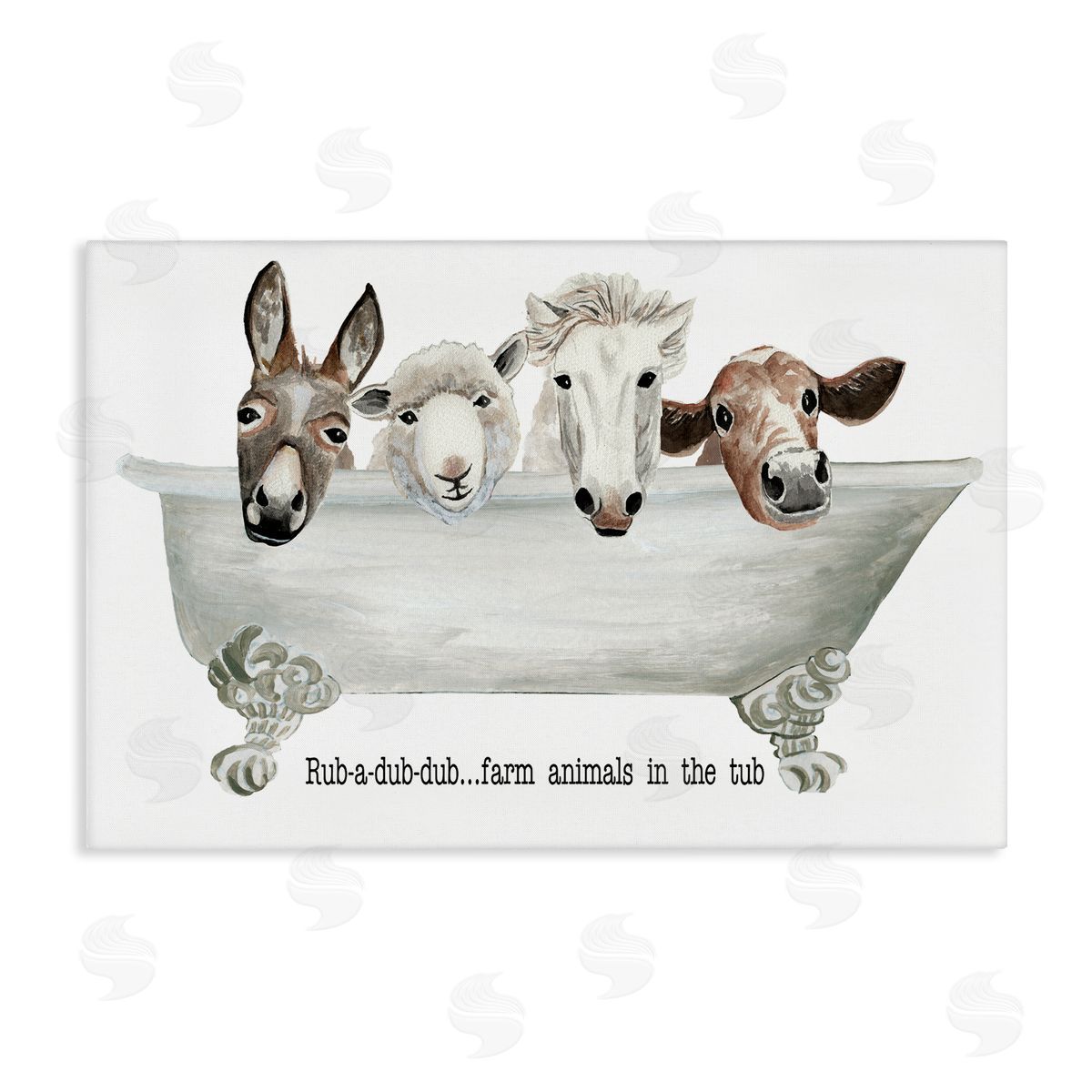 Cat Thurman Designs Farm Animals Tub Canvas Wall Art Print
