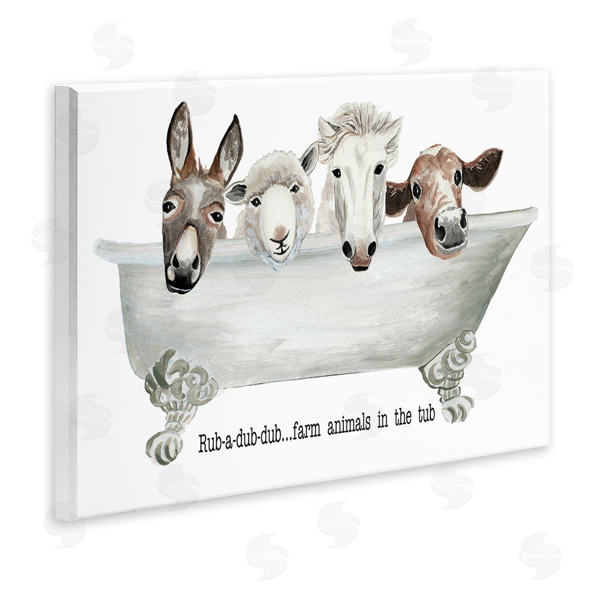 Cat Thurman Designs Farm Animals Tub Wooden Wall Plaque Art Print