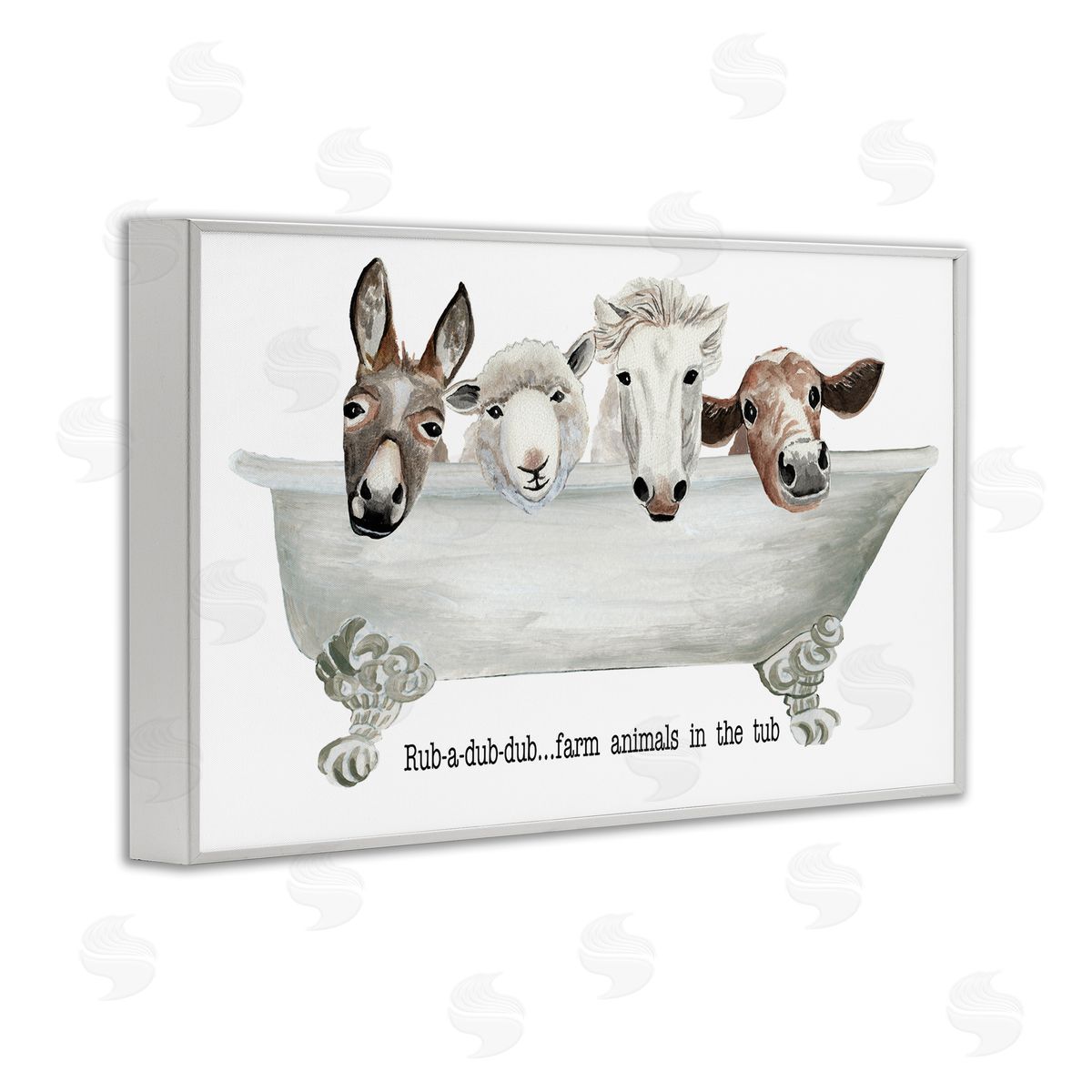 Cat Thurman Designs Farm Animals Tub White Framed Giclee Wall Art Print