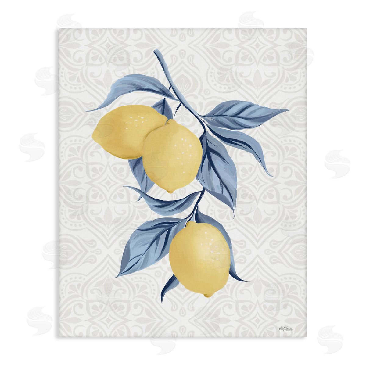 Cat Thurman Designs Geometric Mosaic Lemons Canvas Wall Art Print