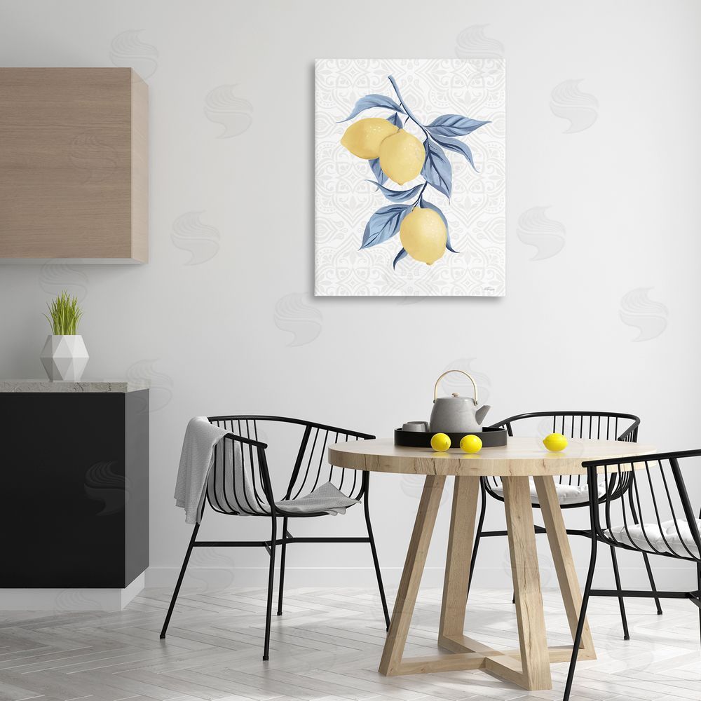 Cat Thurman Designs Geometric Mosaic Lemons Canvas Wall Art Print in Room