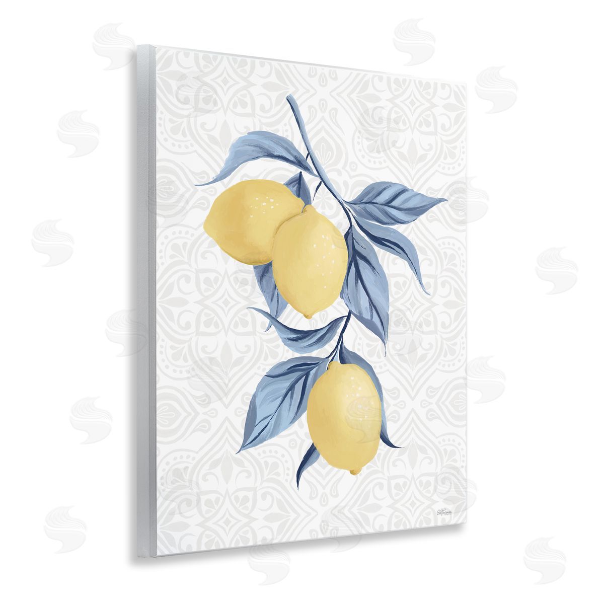 Cat Thurman Designs Geometric Mosaic Lemons Wooden Wall Plaque Art Print
