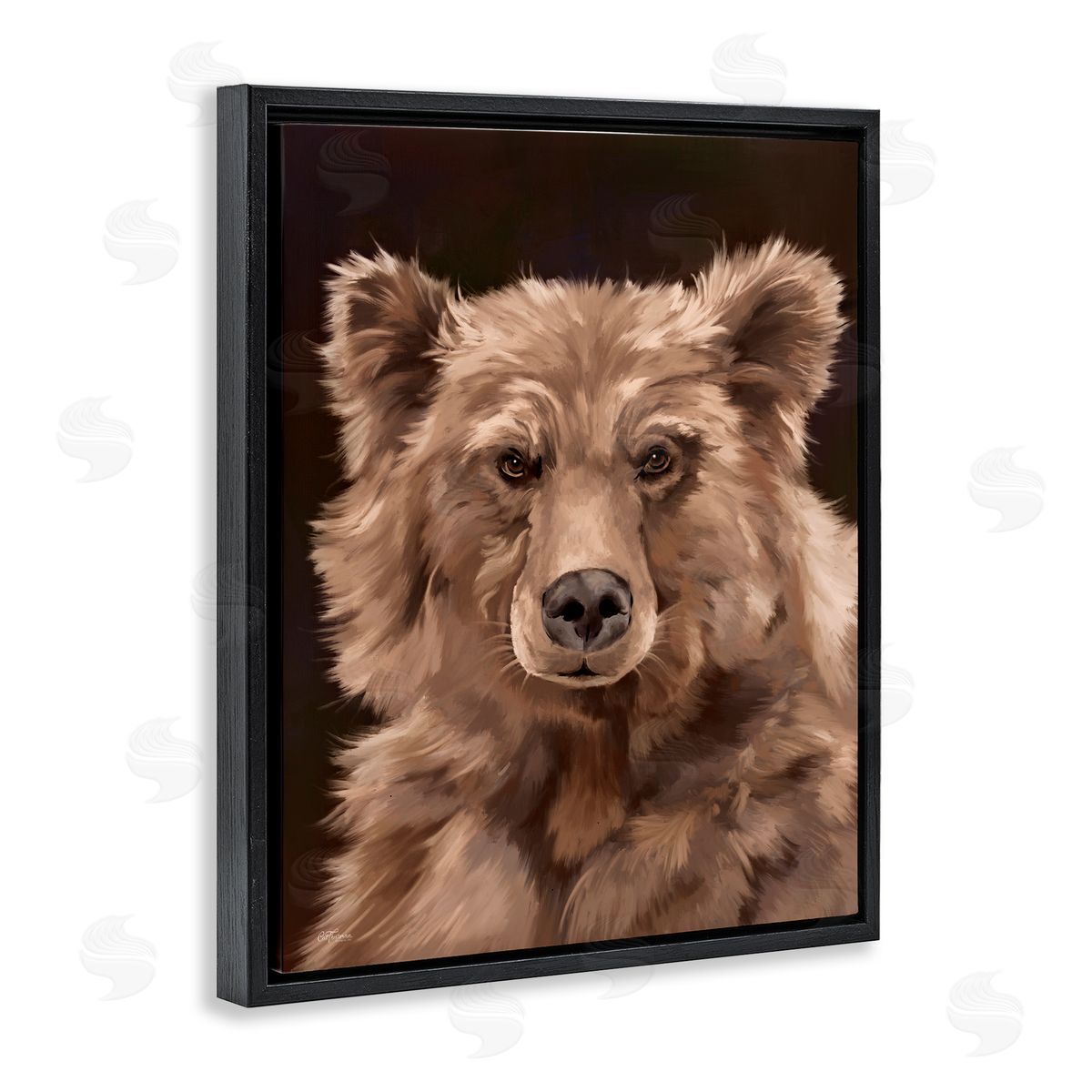 Cat Thurman Designs Fluffy Bear Cub Black Floating Frame Canvas Wall Art Print