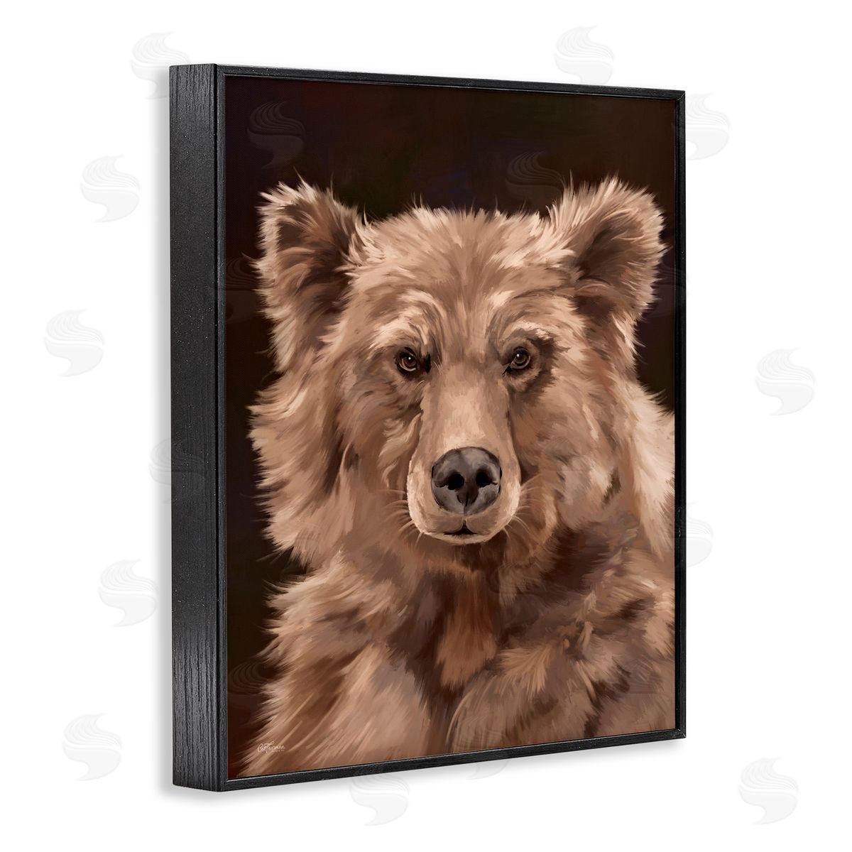 Cat Thurman Designs Fluffy Bear Cub Black Framed Giclee Wall Art Print