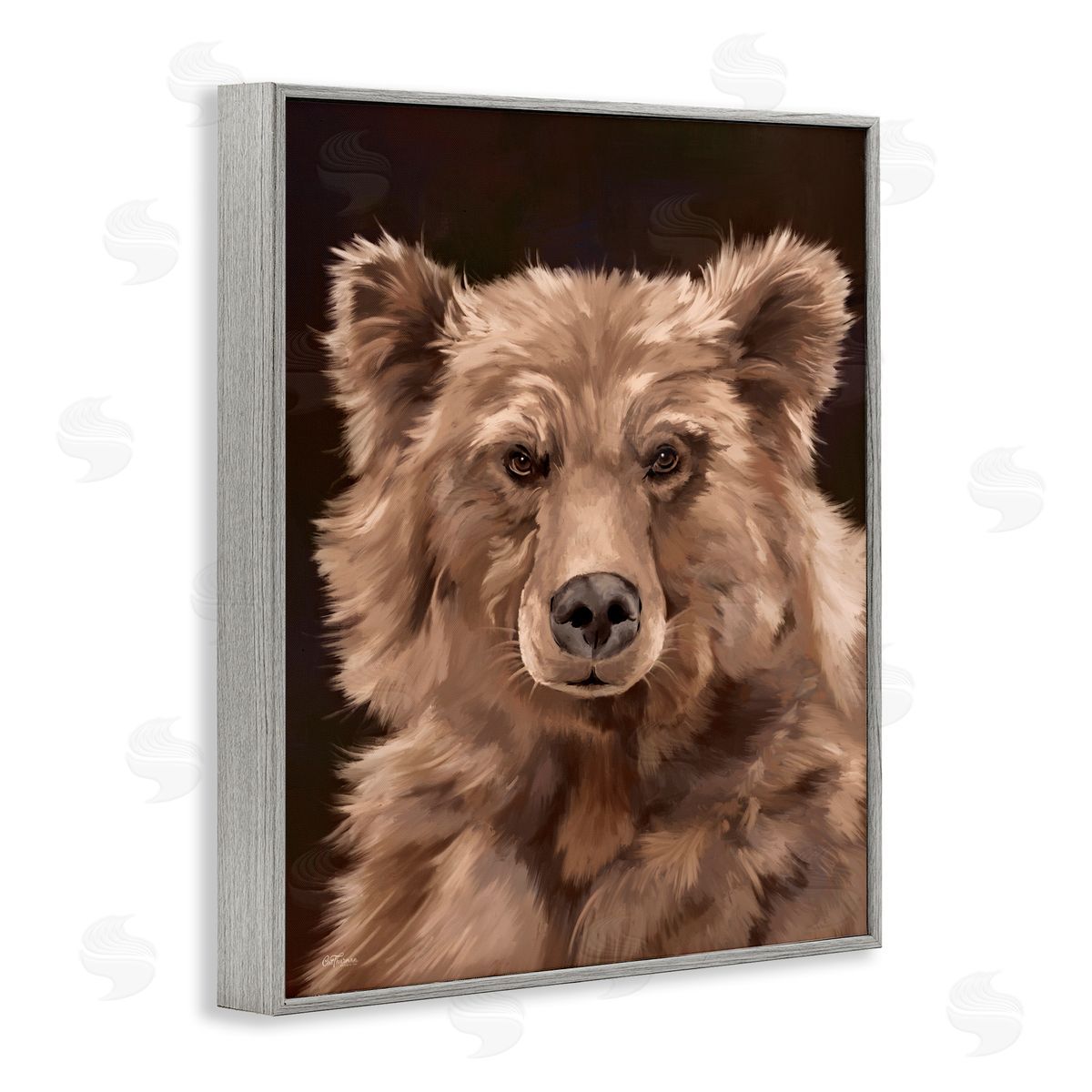 Cat Thurman Designs Fluffy Bear Cub Gray Framed Giclee Wall Art Print