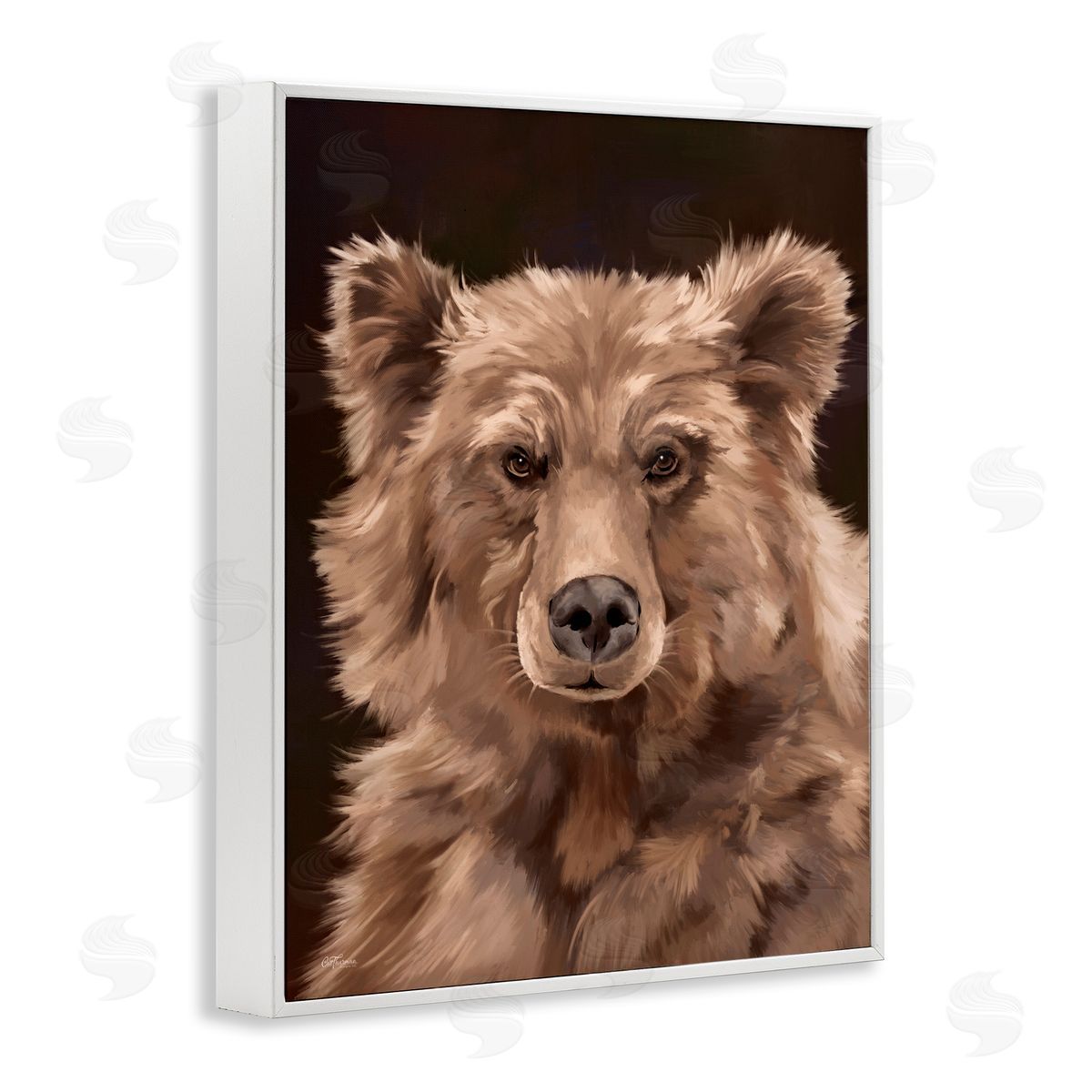 Cat Thurman Designs Fluffy Bear Cub White Framed Giclee Wall Art Print