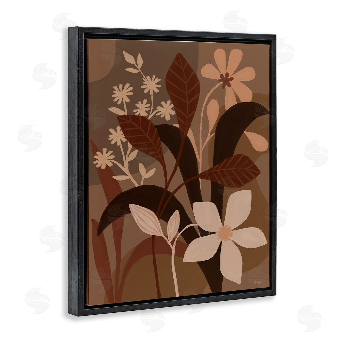 Cat Thurman Designs Boho Plant Layers Black Floating Frame Canvas Wall Art Print
