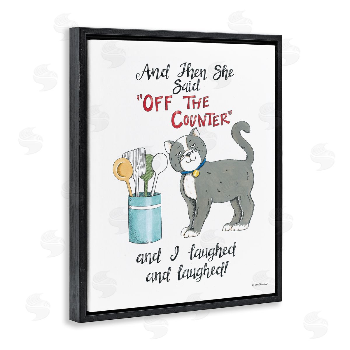 Deb Strain Sassy Cat Humor Saying Black Floating Frame Canvas Wall Art Print