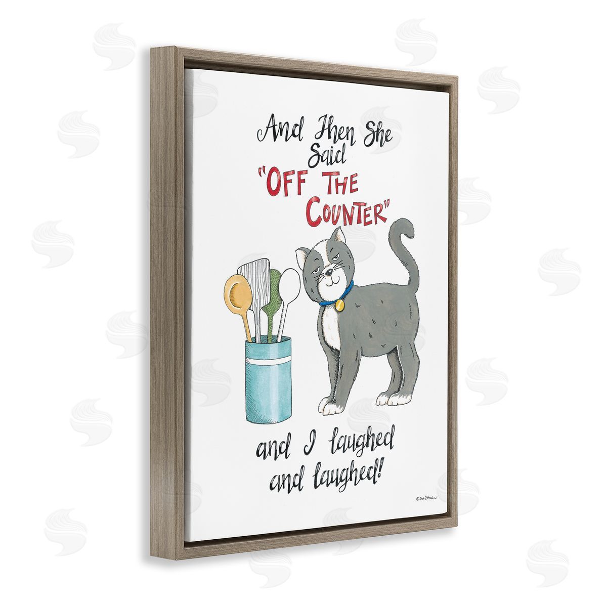 Deb Strain Sassy Cat Humor Saying Brown Floating Frame Canvas Wall Art Print