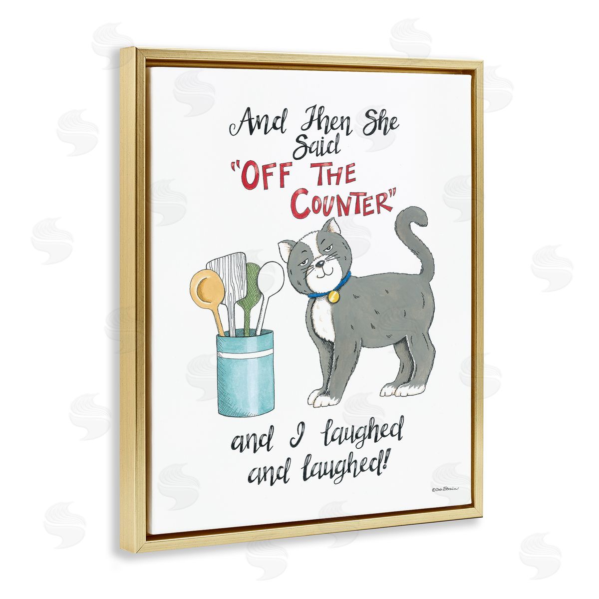 Deb Strain Sassy Cat Humor Saying Gold Floating Frame Canvas Wall Art Print