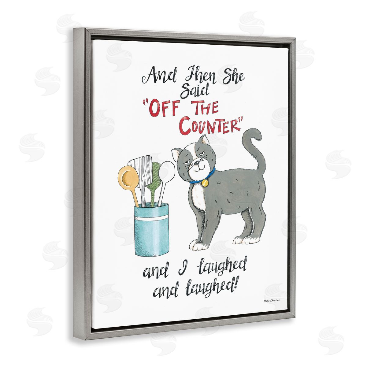 Deb Strain Sassy Cat Humor Saying Gray Floating Frame Canvas Wall Art Print