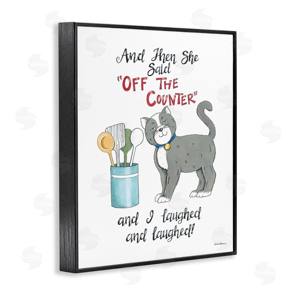 Deb Strain Sassy Cat Humor Saying Black Framed Giclee Wall Art Print