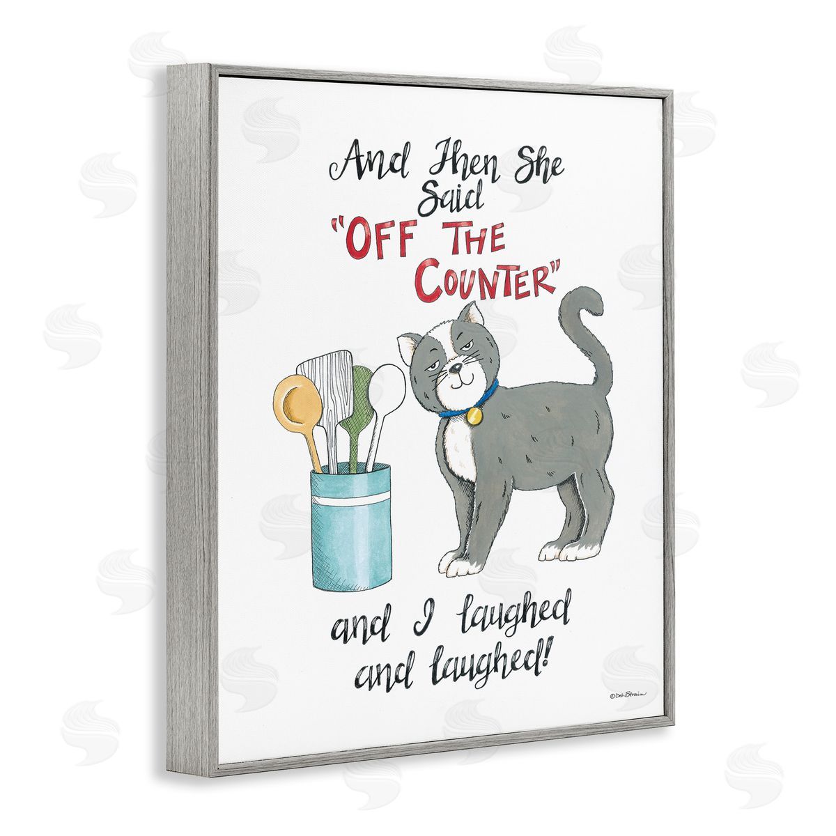Deb Strain Sassy Cat Humor Saying Gray Framed Giclee Wall Art Print