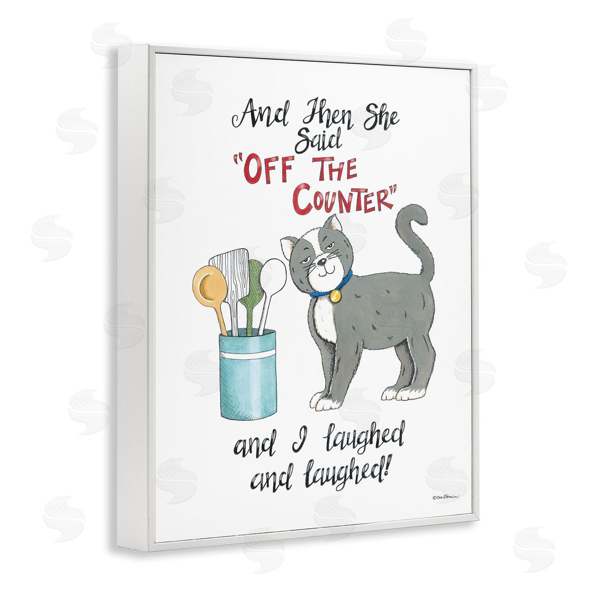 Deb Strain Sassy Cat Humor Saying White Framed Giclee Wall Art Print