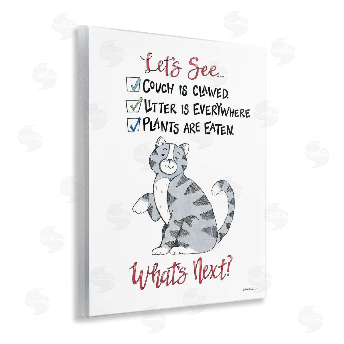 Deb Strain Funny Troublemaker Cat Wooden Wall Plaque Art Print