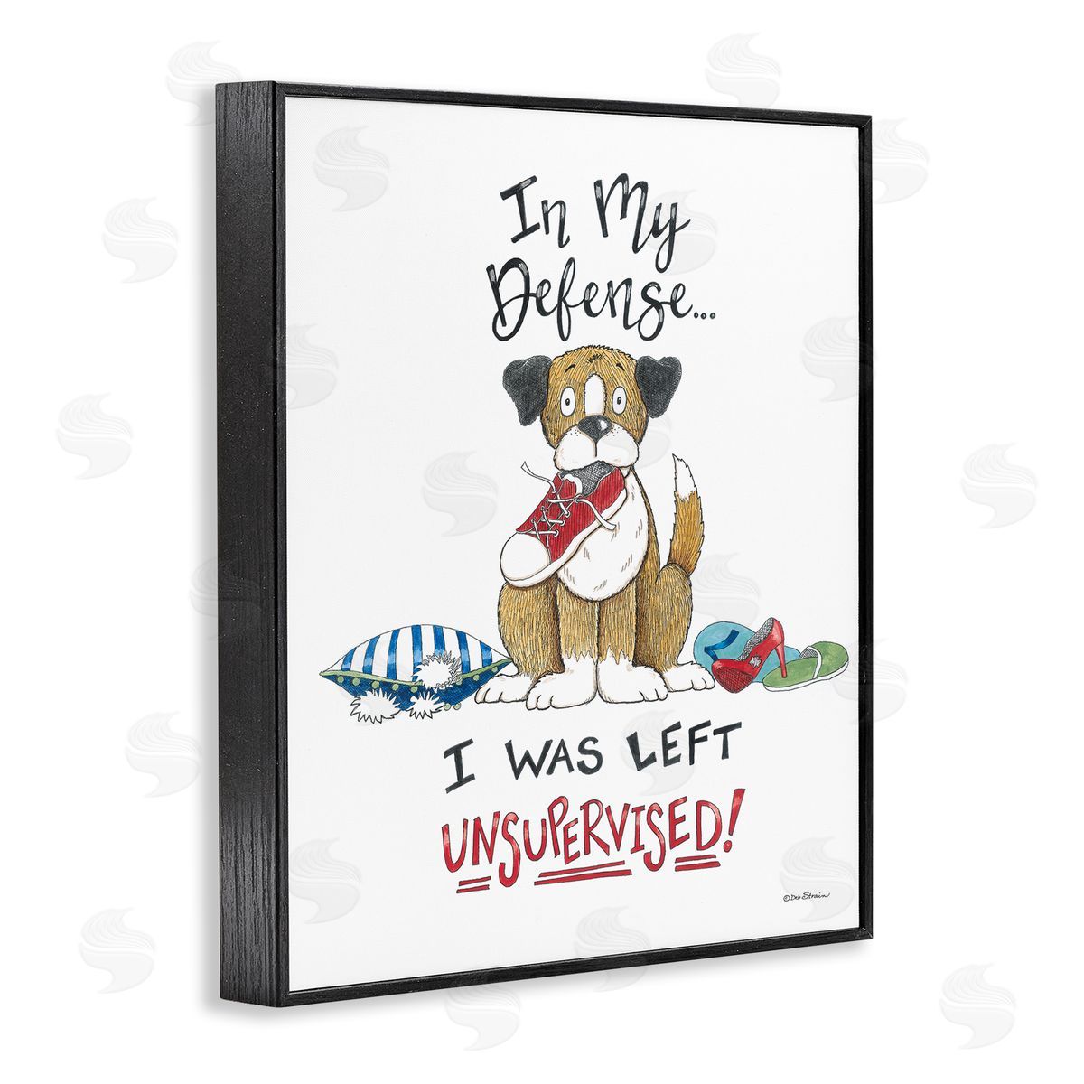 Deb Strain Left Unsupervised Dog Black Framed Giclee Wall Art Print