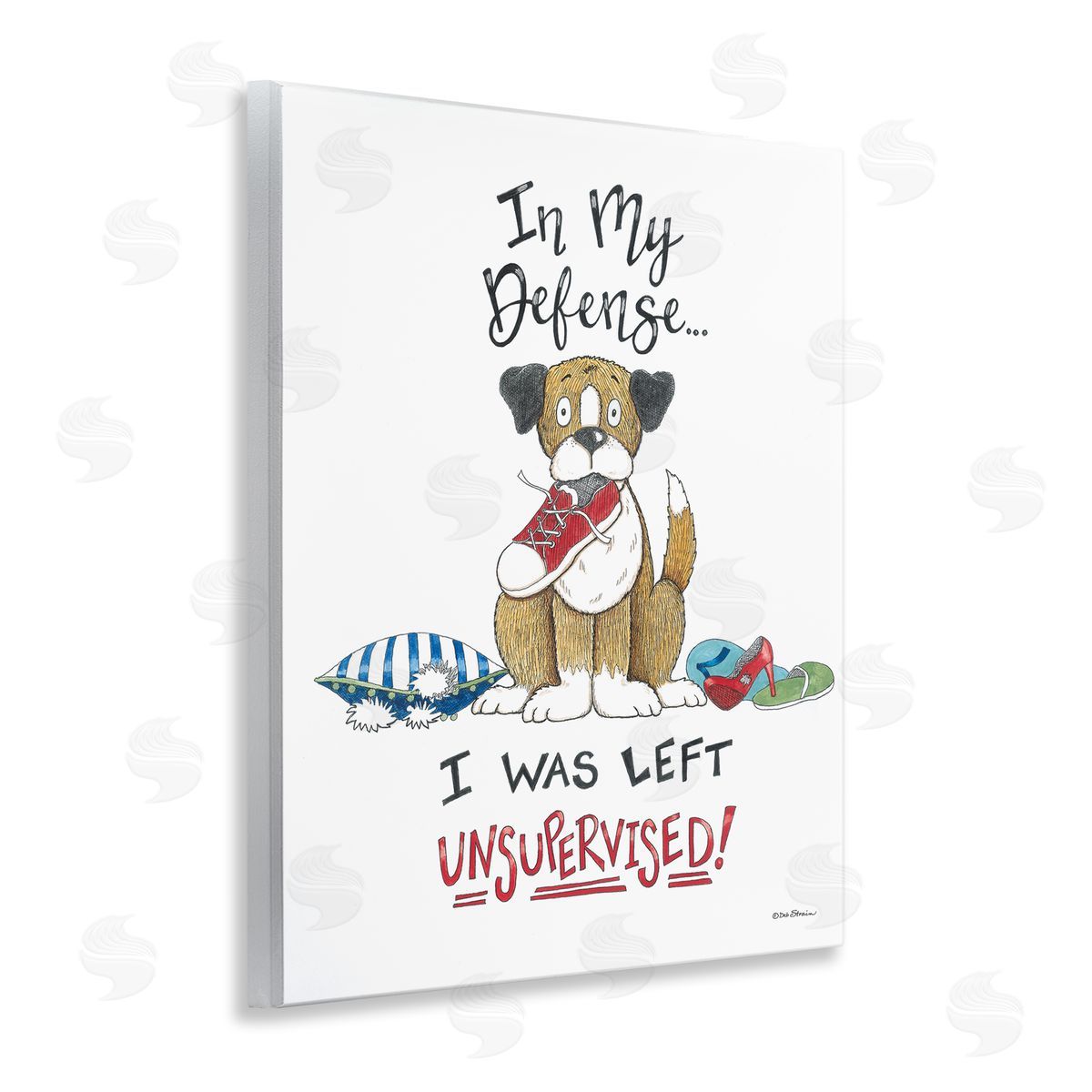 Deb Strain Left Unsupervised Dog Wooden Wall Plaque Art Print