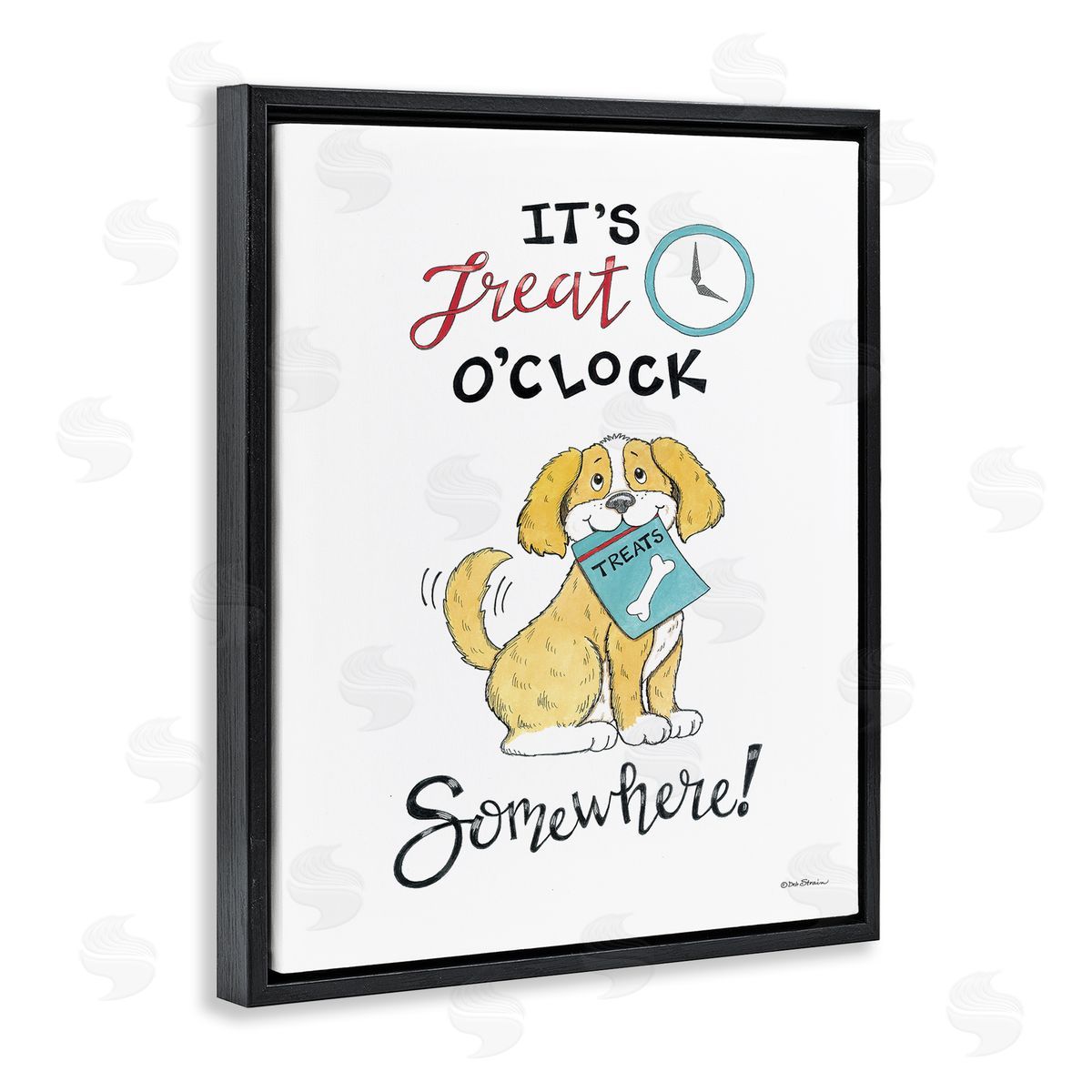Deb Strain Treat o'Clock Somewhere Black Floating Frame Canvas Wall Art Print